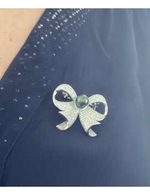 Broche argent 925/00 rhodié et vraie Perle de Tahiti prix