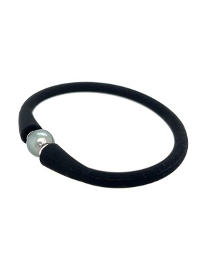Pulsera Infantil Perla de Tahití - Caucho Negro
