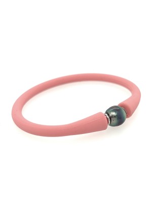 Rosa Silikonarmband für Kinder mit Tahitiperle