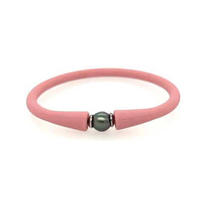 bracelet silicone rose enfant perle de tahiti