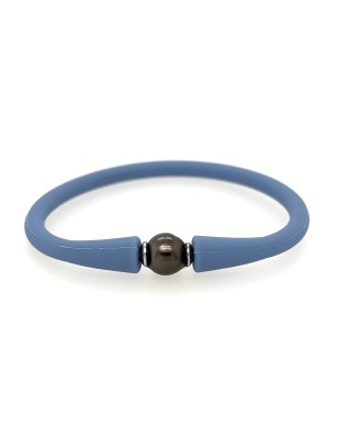 Braccialetto in silicone blu per bambini con perla di Tahiti