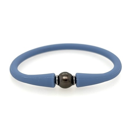 bracelet silicone bleu enfant perle de tahiti