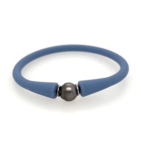 bracelet silicone bleu enfant perle de tahiti