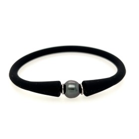 bracelet silicone noir enfant perle de tahiti