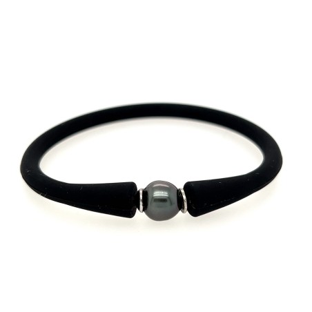 bracelet silicone noir enfant perle de tahiti