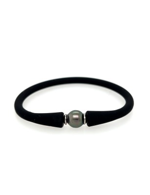 bracelet silicone noir enfant perle de tahiti
