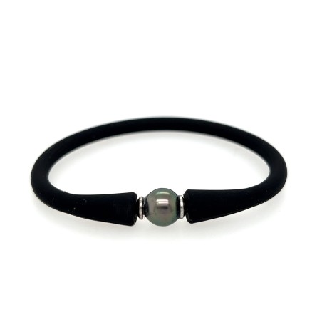 bracelet silicone noir enfant perle de tahiti