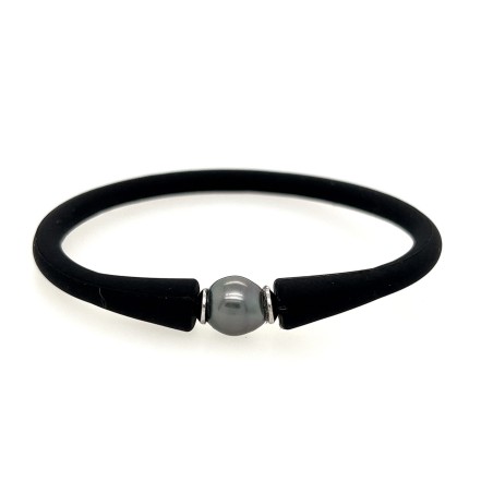 bracelet silicone noir enfant perle de tahiti