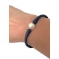 Pulsera de perlas de agua dulce para hombre - Caucho negro