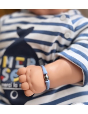 bracelet silicone bleu enfant perle de tahiti