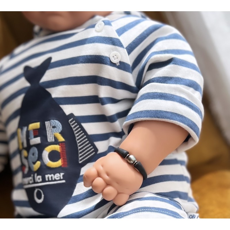 Bracelet Enfant Perle de Tahiti - Rubber Noir