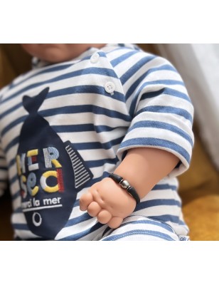 bracelet silicone noir enfant perle de tahiti