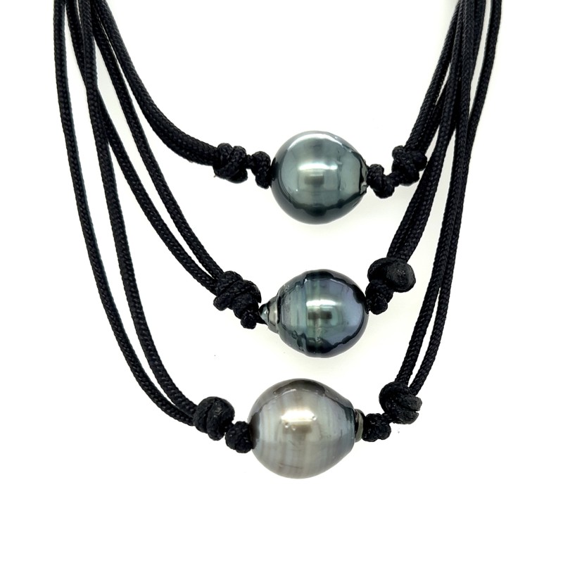 collier nylon perle de Tahiti 11/13mm