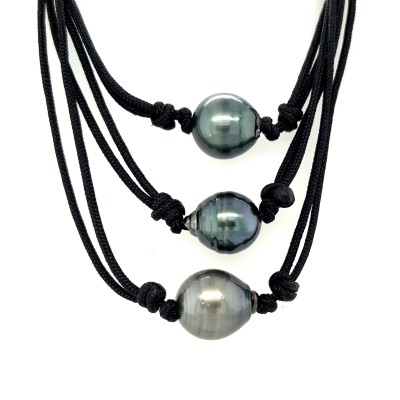 collier nylon perle de Tahiti 11/13mm