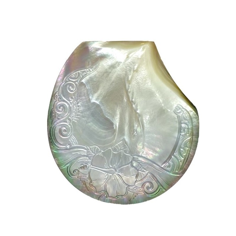 Nácar de Tahití grabado hibisco
