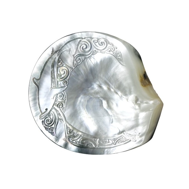 Nácar de Tahití con grabado de delfín