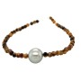 bracelet argent 925/00 oeil de tigre et perle de Tahiti ronde