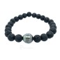 Pulsera de piedra de lava y perla de Tahití