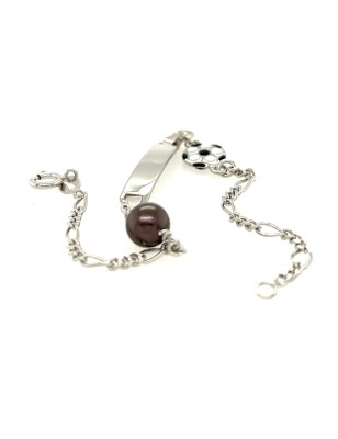 gourmette argent 925/00 ballon de foot et perle de Tahiti