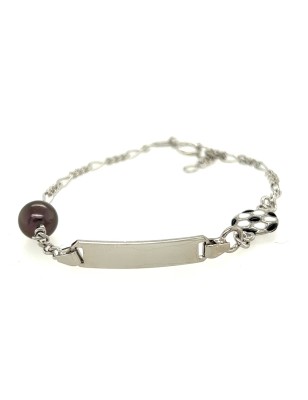 gourmette argent 925/00 ballon de foot et perle de Tahiti