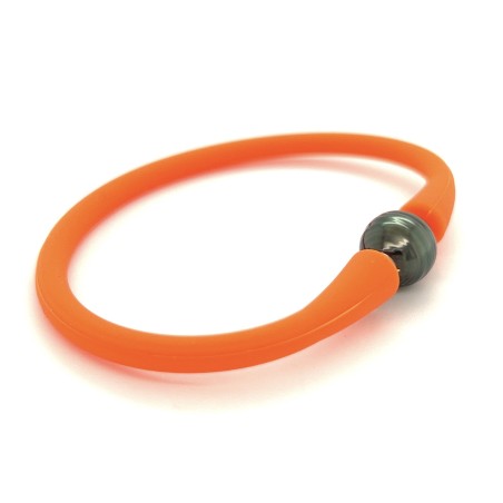 Bracelet silicone orange Perle de Tahiti