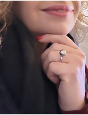 Ring Silber 925/00 Tahiti-Perle Blue Pacific Sunset