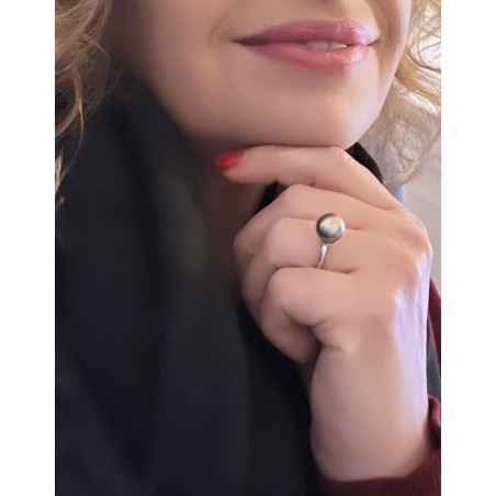 Ring Silber 925/00 Tahiti-Perle Blue Pacific Sunset