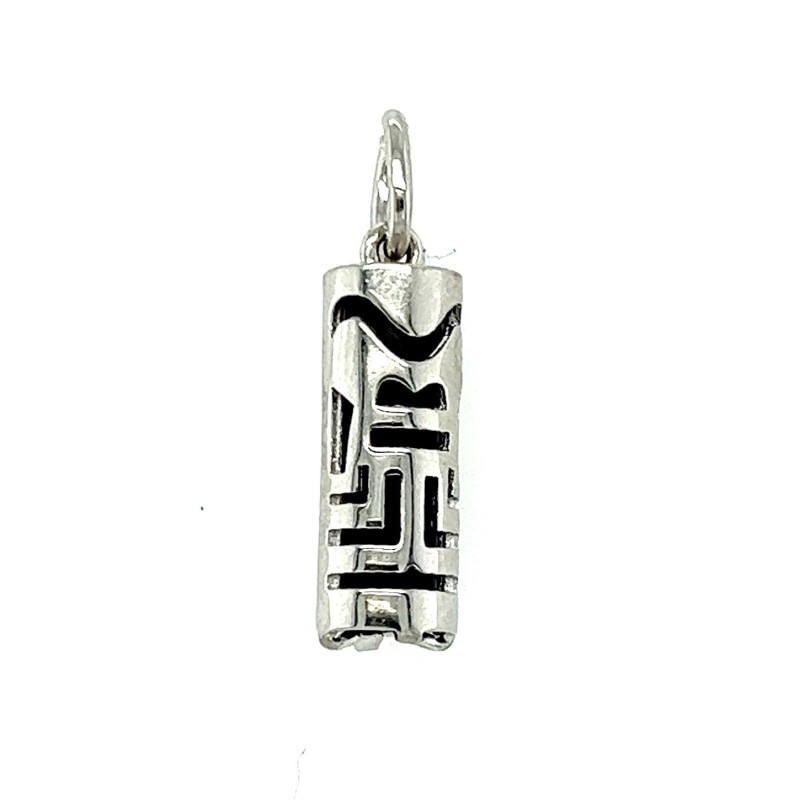 Abondance - Pendentif Tiki Argent Rhodié et Agate Noire