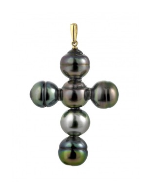 Pendentif croix or 750/00 et Perle de Tahiti