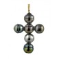 Diamonds and Tahitian Pearl gold cross Pendant