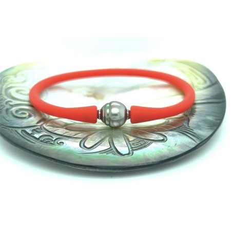 Tahitian Pearl 16/18cm silicone bracelet