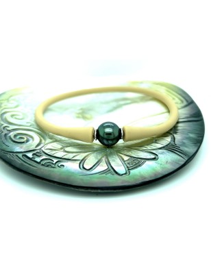 Tahitian Pearl silicone bracelet cultured pearls - tahitian jewerly for men - tahitian jewerly stores