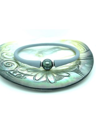 Tahitian Pearl silicone bracelet cultured pearls - tahitian jewerly for men - tahitian jewerly stores