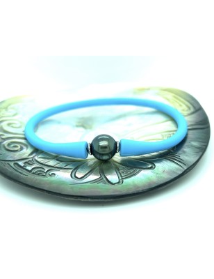 Tahitian Pearl silicone bracelet cultured pearls - tahitian jewerly for men - tahitian jewerly stores