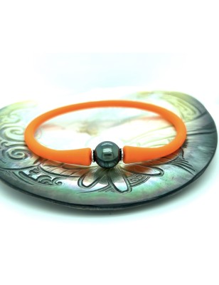 Tahitian Pearl silicone bracelet cultured pearls - tahitian jewerly for men - tahitian jewerly stores