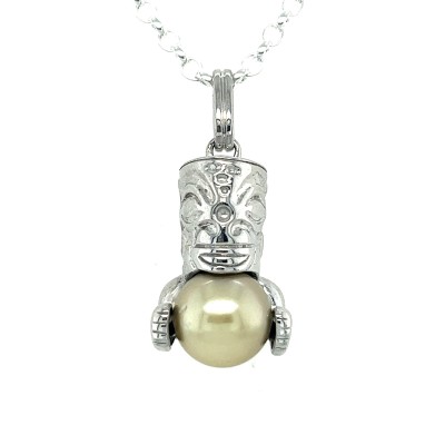 tahitian pearl tiki silver pendant