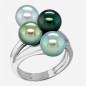4 Tahitian Pearls - Rhodium-plated Silver Ring