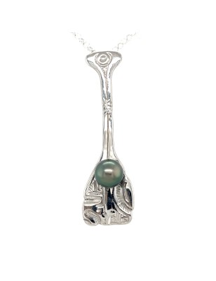 Tahitian peacock pearl paddle sterling silver pendant