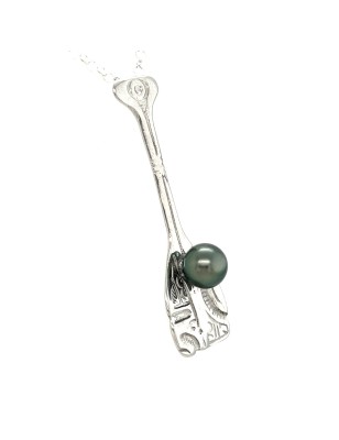Tahitian peacock pearl paddle sterling silver pendant