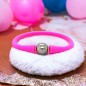 Pulsera de bebé con perla de Tahití - Caucho rosa