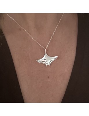 Pendentif raie manta argent 925/00