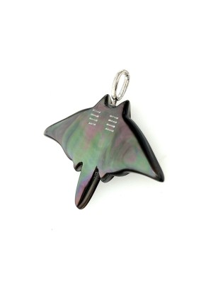 Pendentif raie manta argent 925/00 nacre de Tahiti