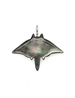 black lip sterling silver manta ray pendant