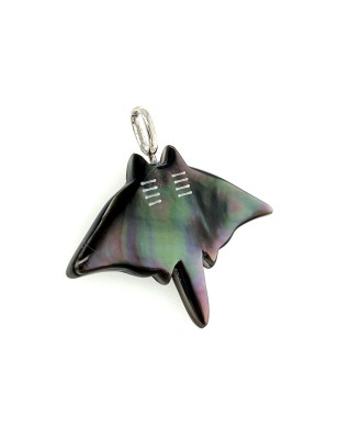 black lip sterling silver manta ray pendant