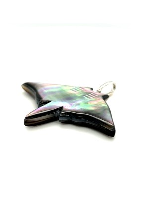 Pendentif raie manta argent 925/00 nacre de Tahiti