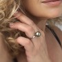 Tahitian lime green pearl sterling silver ring