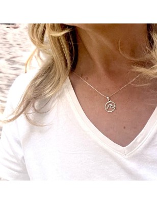 pendentif vague argent motif océan en pendentif