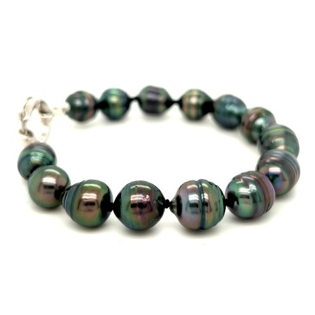 Pulsera Perles de Tahiti Pavo Real Azul Rosa