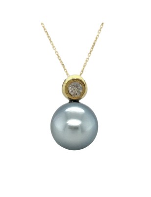Tahitian pearl diamond 18K white gold pendant