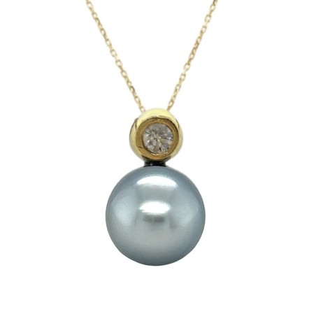 Tahitian pearl diamond 18K white gold pendant